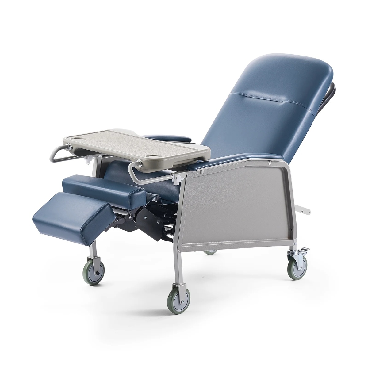 2026 Hospital Recliner Chair Rear Wheels with Brake Lockable Dining Table Hidden Footrest Nursing...