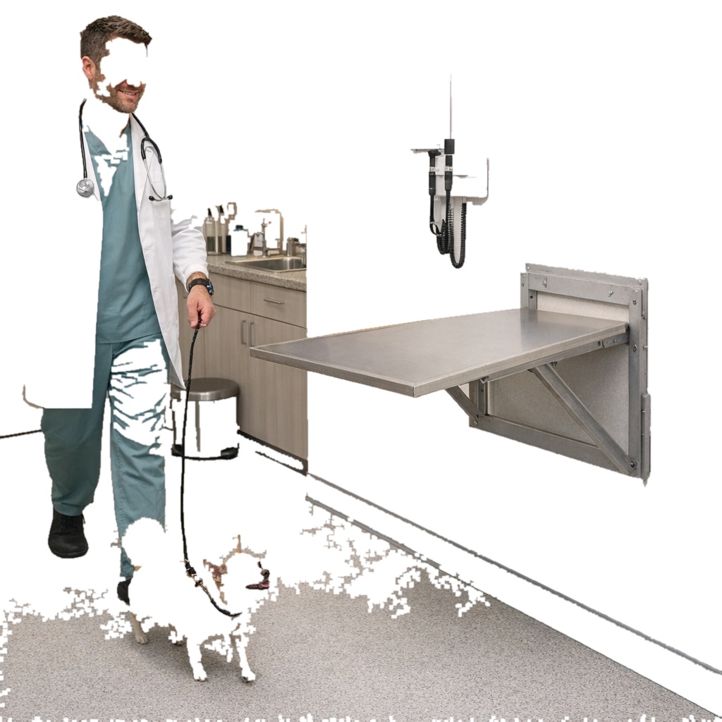 Vet Examination Folding Table Down Wall Mount Stainless Steel Veterinary Surgical Examination Table