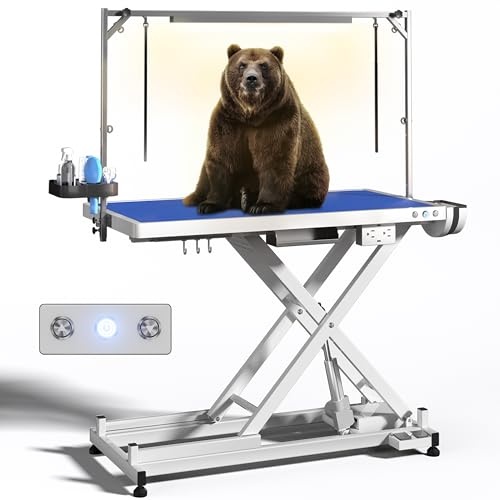 LED Light Round Electric Height Adjustable Pet Grooming Table Veterinary Clinic Pet Beaut Trimmin...