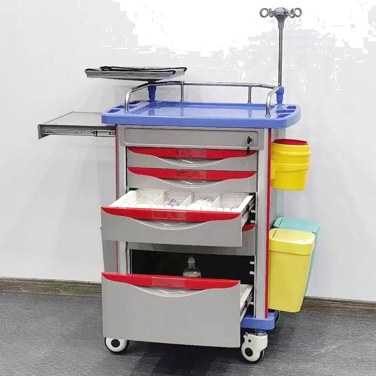 Foldable Plastic Medical Crash Cart Trolley